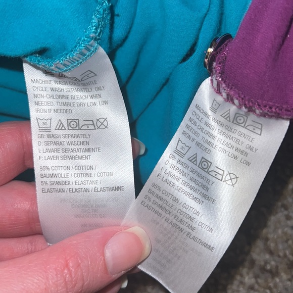 Denim & Company teal and purple 3/4 sleeve length casual soft stretchy shirts 2 - Picture 3 of 10